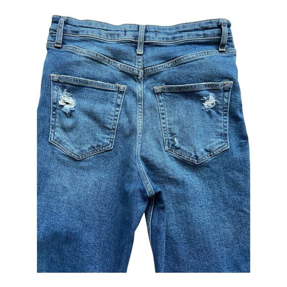 Free People Jeans Womens 30 Distressed Raw Hem Ankle Crop Straight Festival Boho - Picture 11 of 11